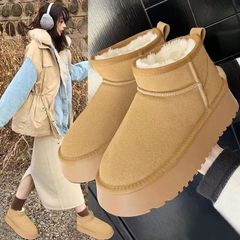 プラットフォーム厚底スノーブーツ女性のための 2025 新しい防水ショートチューブインナー強化スノーブーツ冬プラスベルベット雪綿