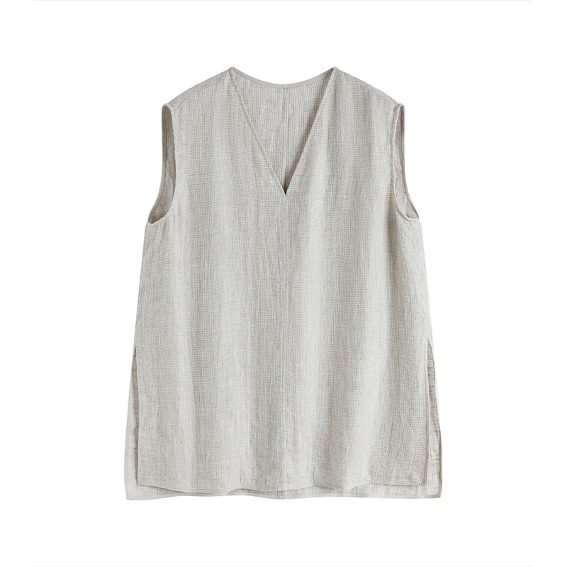 Minimalist Commuting Old Money Style Vintage Linen Sleeveless Shirt for Women, Summer V-Neck Loose Fit Casual Vest Top Minimalist Commuting Old Money Style Vintage Linen Sleeveless Shirt for Women, Summer V-Neck Loose Fit Casual Vest Top