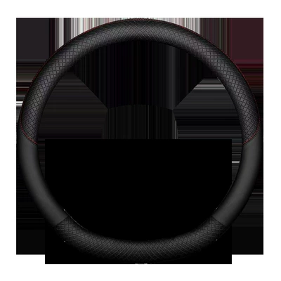 Full Leather Steering Wheel Cover, Suitable for All Seasons, Color-Matched Car Steering Wheel Protector, Suitable for Suvs, Sedans, and Pickup Trucks (Steering wheel cover) - a006-black-38cm