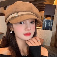 日系复古麂皮绒八角贝雷帽女英伦风文艺百搭气质显脸小云朵画家帽