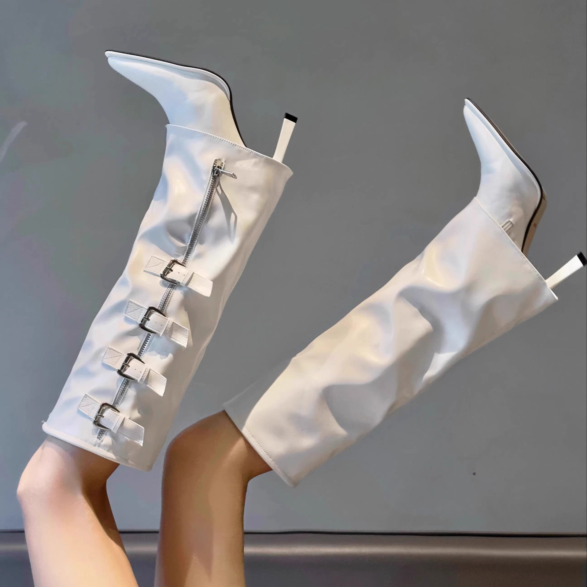 Small design universal high boots pointed-toe stiletto heels