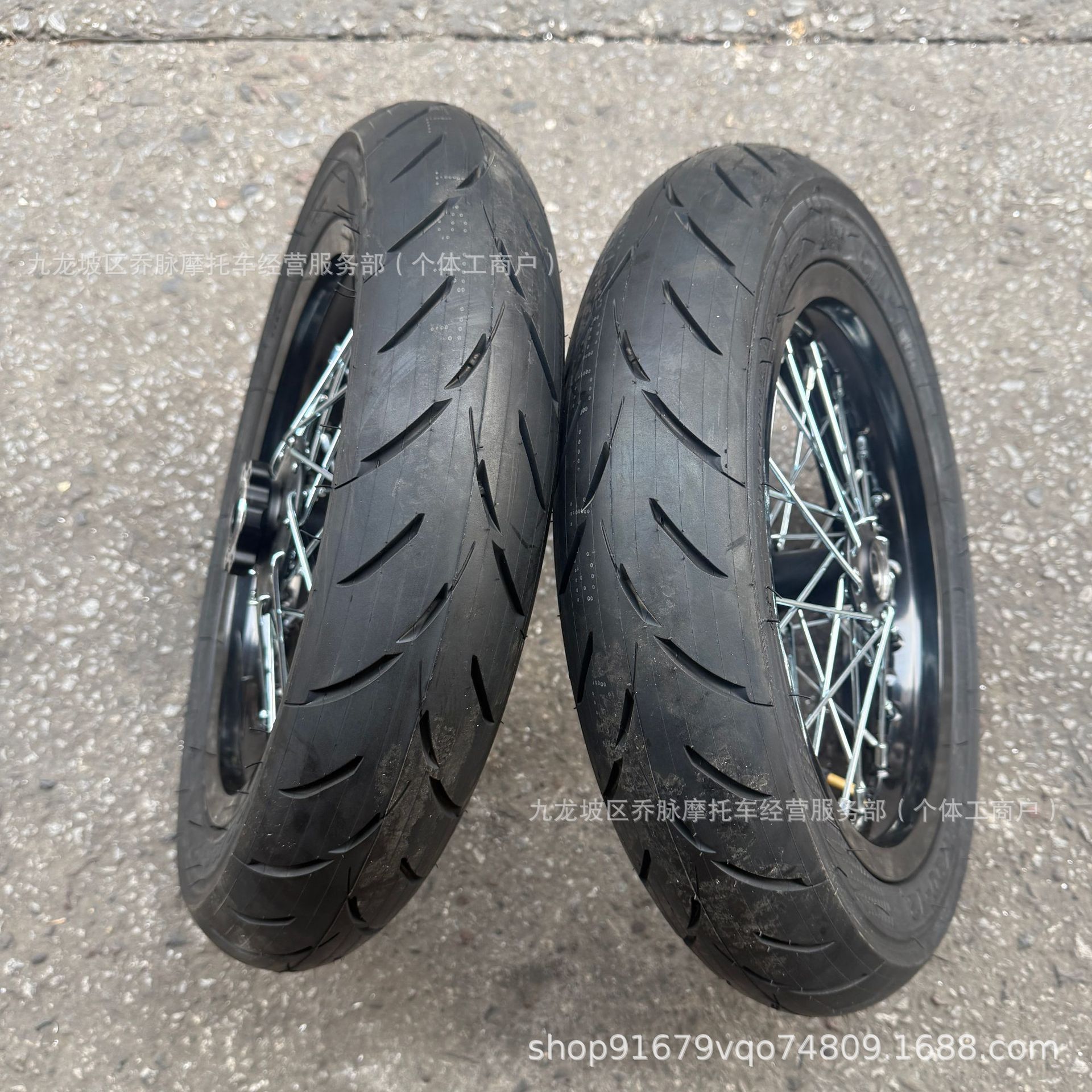 QiuLong LightBee modified front and rear 90/90-12 Zhengxin CSR semi-hot-melt slick tire wheel hub assembly with widened wheel rim
