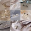 Silver needle, design earrings from pearl, silver 925 sample, Korean style, flowered, simple and elegant design, trend of season