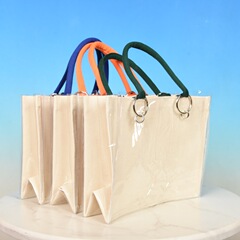 取り外し可能なキャンバストートバッグ DIY 防水透明二層スナップボタン二次元防汚肩痛バッグ