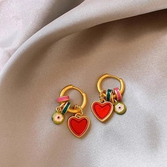 エナメルラブサークルイヤリング女性用 2025 新しいニッチデザインイヤリングユニークで美しいイヤリング