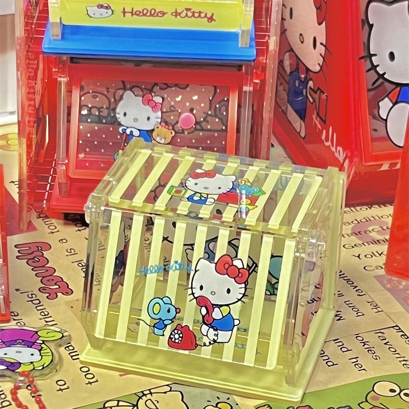 可爱hellokitty桌面置物架亚克力可拆卸翻盖糖果盒KT猫收纳盒礼物|undefined