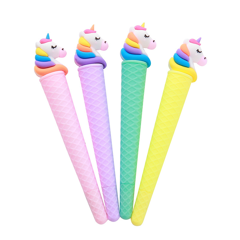 Lindo unicornio cono bolígrafo de góner papelería creativa estudiante forma helado bolígrafo de agua material de oficina bolígrafo de firma