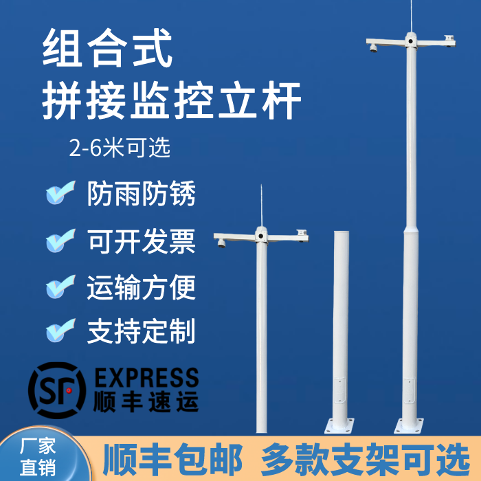 Monitoring Pole Segmented Splicing Combination 3.35m 4.5m 6.2m Column Special Light Pole for Outdoor Engineering