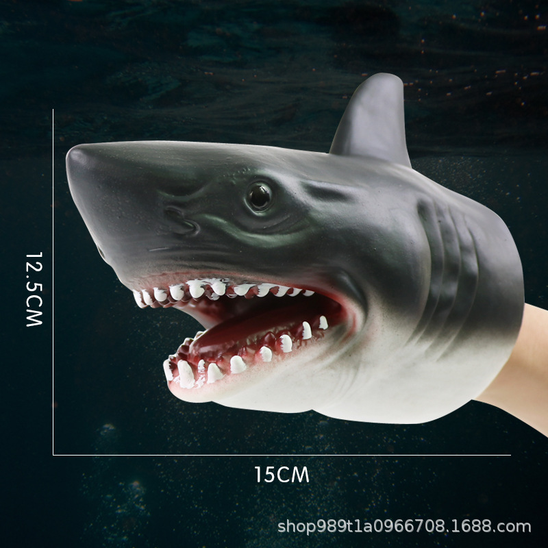 Guantes de títeres de mano de dinosaurio, goma blanda, tiranosaurio, triceratops, simulación de tiburón, modelo animal, puesto, brazo de tiburón, juguete transfronterizo