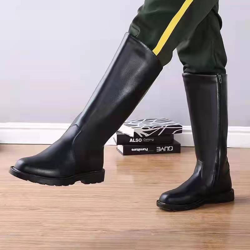 Flag-Raising Ceremony High Boots for Men and Women, Leather Boots for the Honor Guard, Flag Class Boots, Wear-Resistant Men's Large-Soled Knight Performance Boots