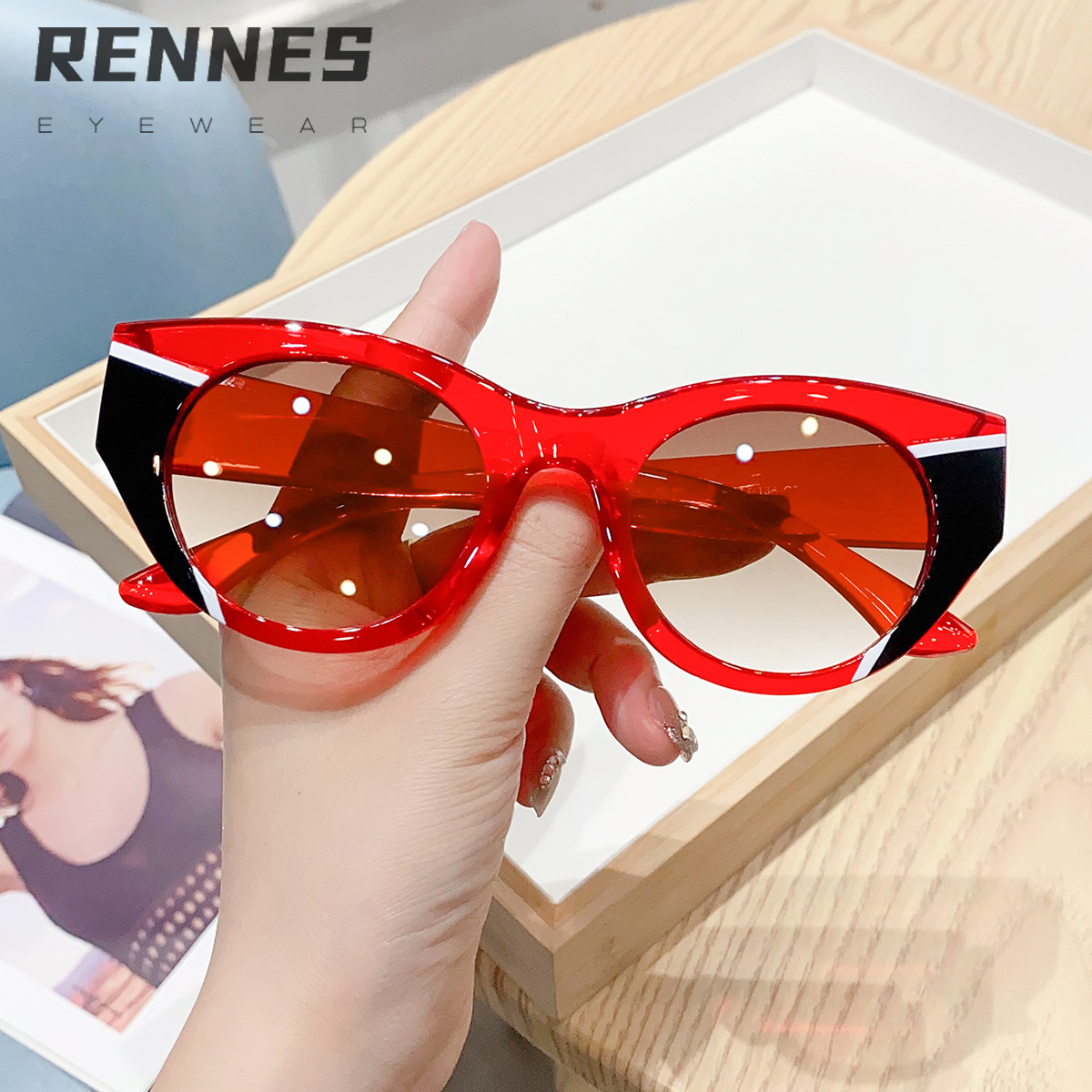 Nuevas gafas de sol con sombra de ojo de gato de marco grande a juego de color transfronterizo 2024 gafas de sol de alta calidad esenciales para hombres y mujeres