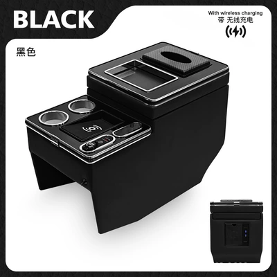 Suitable for Mercedes-Benz Armrest box - luxurious-black-wireless-charger-7-colored-lights