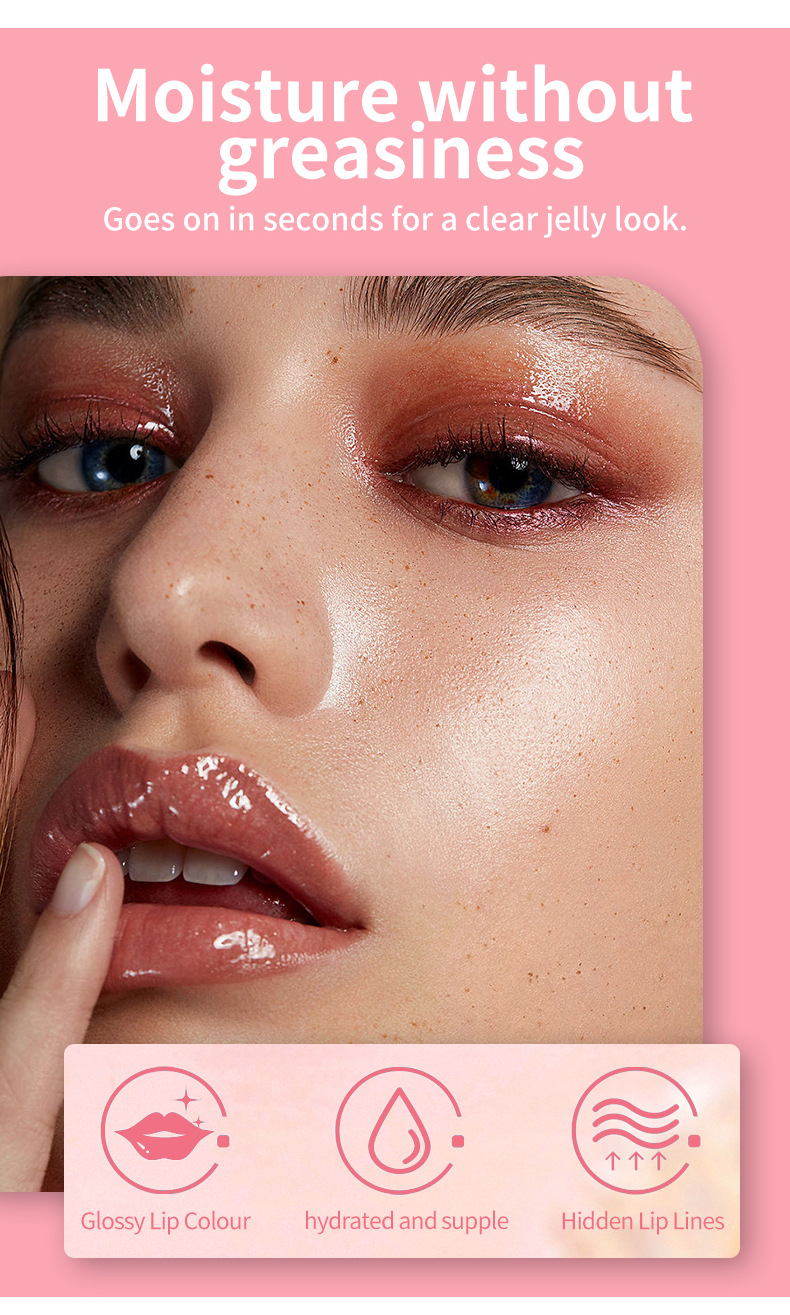 VIBELY Cross-border Water Light Glass Lip Oil Moisturizes, hydrates, brightening and transparent Lip Gloss Dudu Lip Gloss reduces lip lines undefined