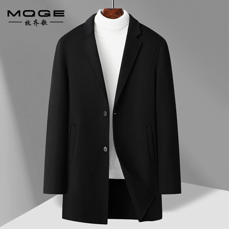 2024 осень и зима новый шерстяной шерстяной шерстяной шерстяной шерстяной пальто для мужчин средней и длинной