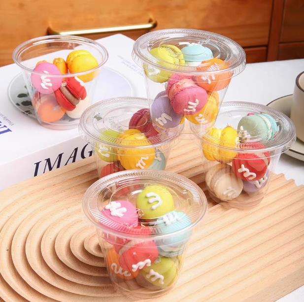 网红马卡龙mini蛋糕杯透明布丁双皮奶油小杯一次性迷你杯包装盒子