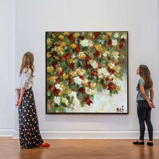 "Flowery Melody" Hotel Lobby Hanging Painting Pop Style Abstract Art Flower Hand-Painted Oil Painting Restaurant Decoration Painting