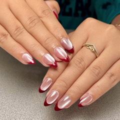 24片 跨境 水晶法式猫眼欧美ins风可拆卸美甲 press on nails