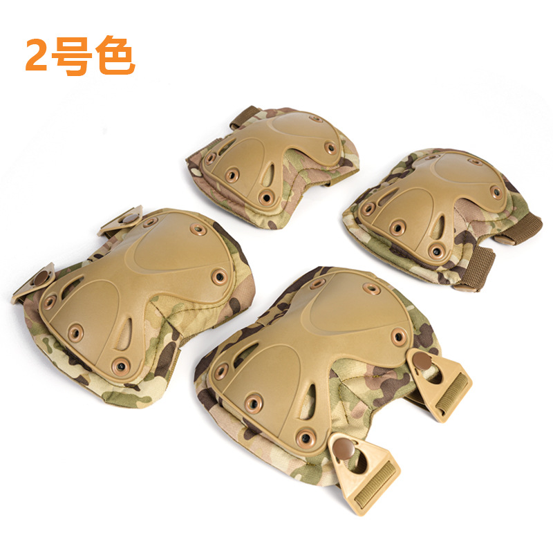 Tactical rodilla protector de codo cuatro piezas rodilla entrenamiento arrastrar equipo de combate humano real CS ciclismo protector de muñeca deportivo