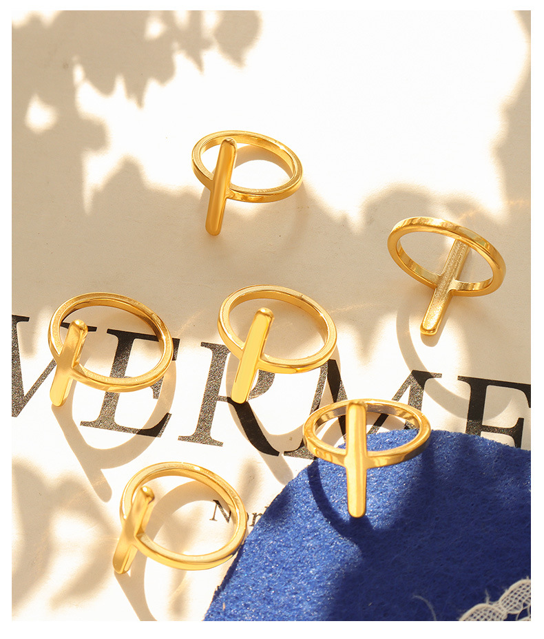 Korean cross ring female titanium steel 18k gold index finger ring