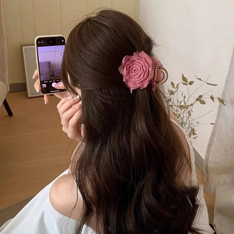 Francia suave viento camellia clip para el cabello mujeres 2025 nuevo clip para el cabello de flores detrás del cerebro clip para el cabello toque