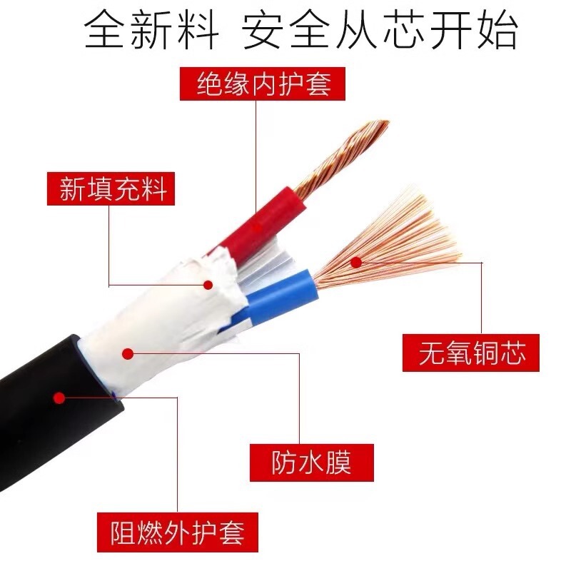 国標銅芯ケーブルrvv2 3 4芯 * 1 1.5 2.5 4平方電源ジャケット線防水制御電線|undefined