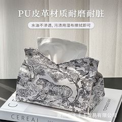 レトロpuレザーティッシュケース家庭用軽贅沢リビングルームレストラン高級引き出し紙箱車載ティッシュ収納ケース卸売り