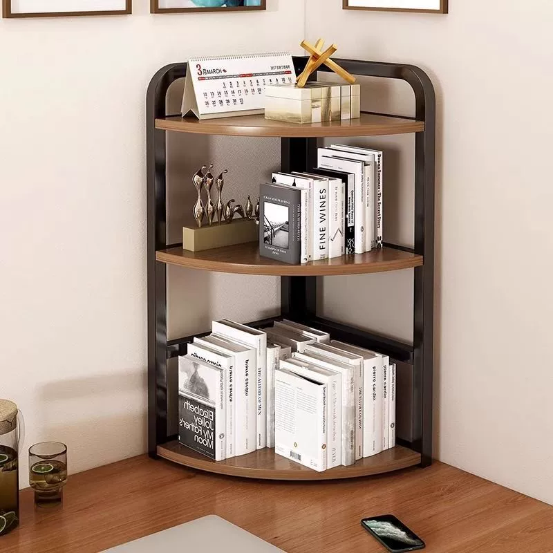 Книжная полка, настольная полка для хранения, простой угловой стол, стеллаж для хранения, бытовой угловой маленький книжный шкаф, треугольный органайзер