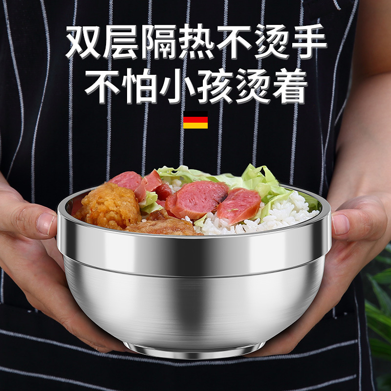 ステンレス茶碗316食品級家庭用子供の食事スープ碗の二重碗の学生は鉄碗を厚くします。|undefined