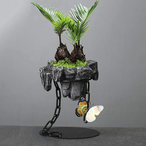 Cross-border iron art hanging ornaments iron chain suspended home living room decoration asparagus succulent moss ball landscaping basin
