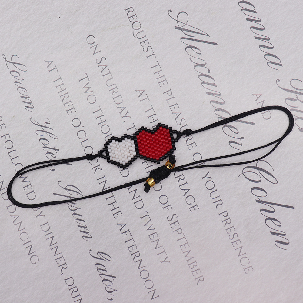 Beaded Design Fashion Heart Shape Glass Beaded Women's Bracelets