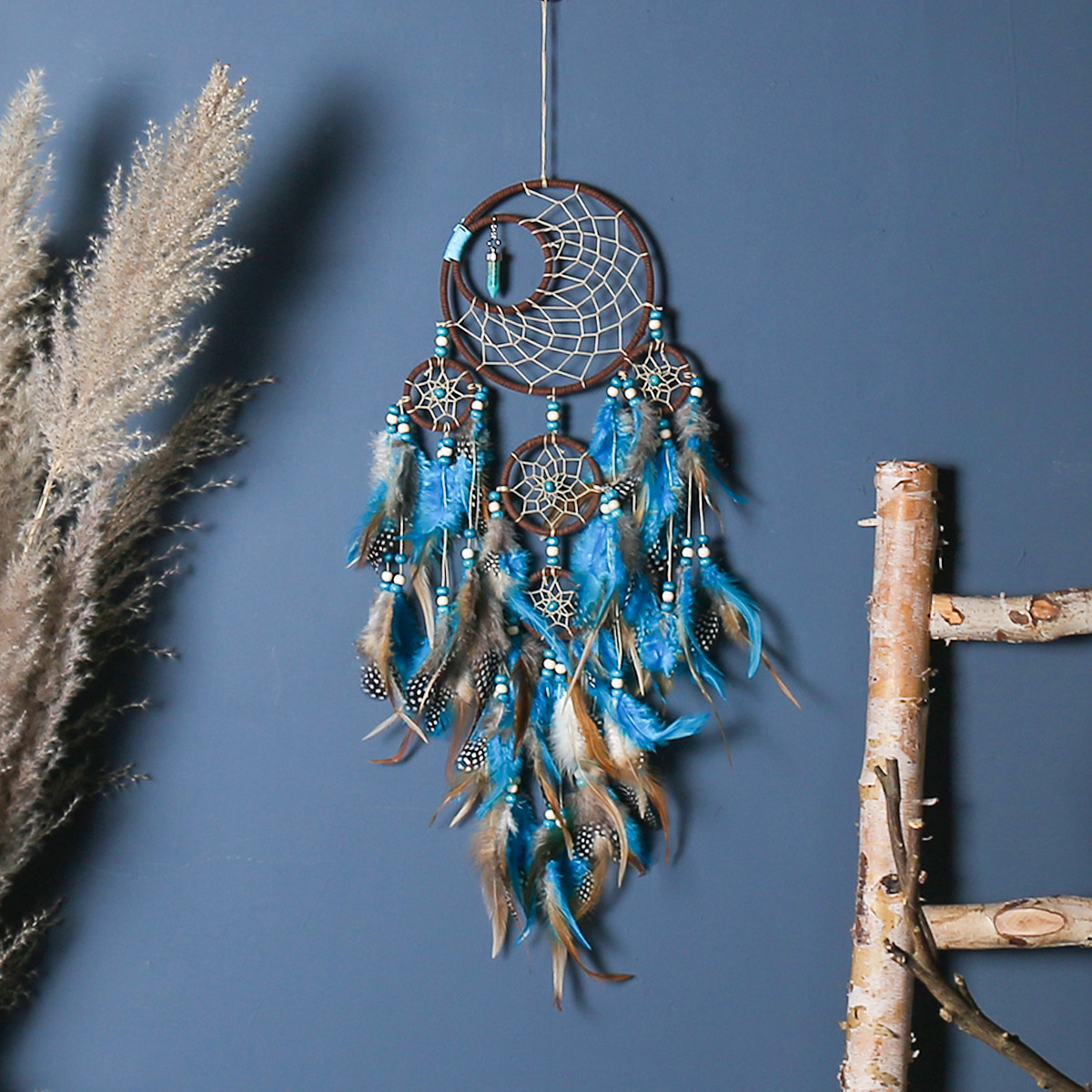 Cross-border Dream Catcher Five Rings Dream Catcher Pendant Home Wedding Celebration Indoor Decorations Wall Hanging Ornament Creative Gift