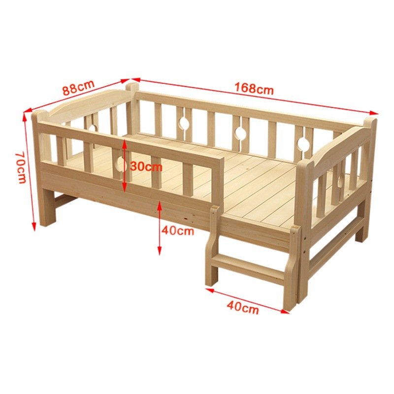Children's Bed Solid Wooden Bed Children's Girl Princess Bed with Guardrail Kindergarten Infant Splicing Bed Widened Bed Baby Bed