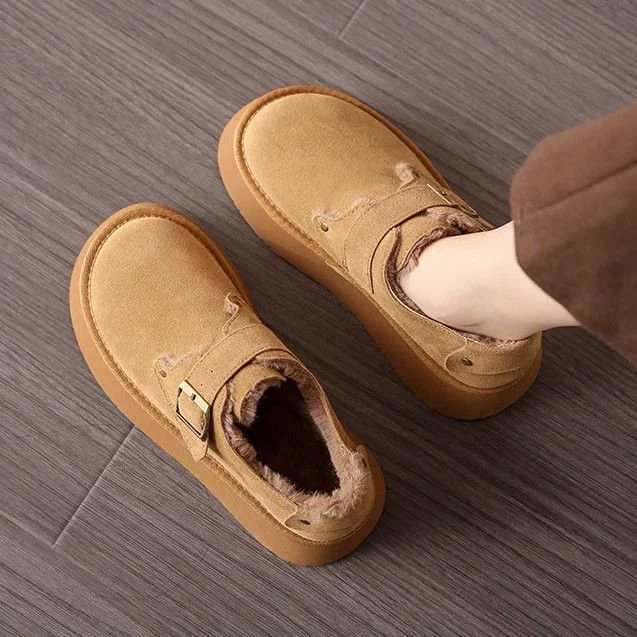 Женские обувь Birkenstock из бархата на зиму 2025, толстая подошва, мех внутри