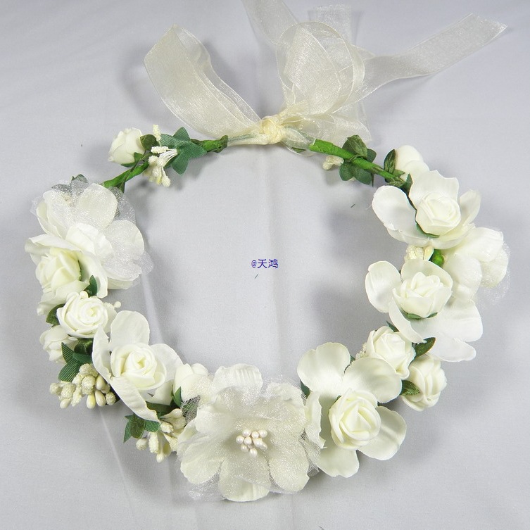 韩式花环新娘头饰婚纱花朵森女海边度假沙滩配饰头花新娘花环