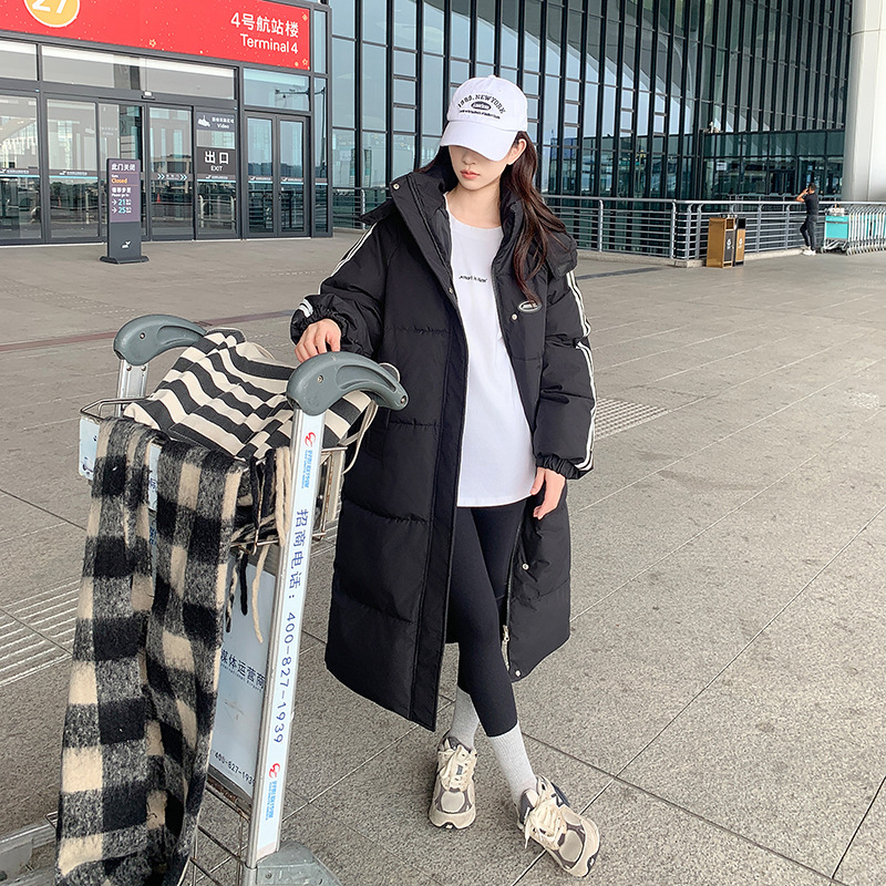 2025 ropa de algodón larga de mujer invierno nuevo suelto estilo coreano colegial grueso chaqueta con capuchón sobre la rodilla chaqueta de algodón image 2