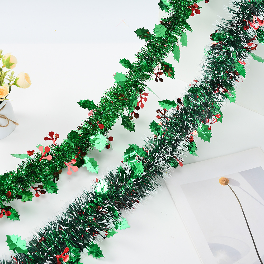 Nuevo cifrado transfronterizo Harry Leaf Red Baya Tiao Hierba Festival de Navidad Decoración Tiao de color 2 m Cifrado