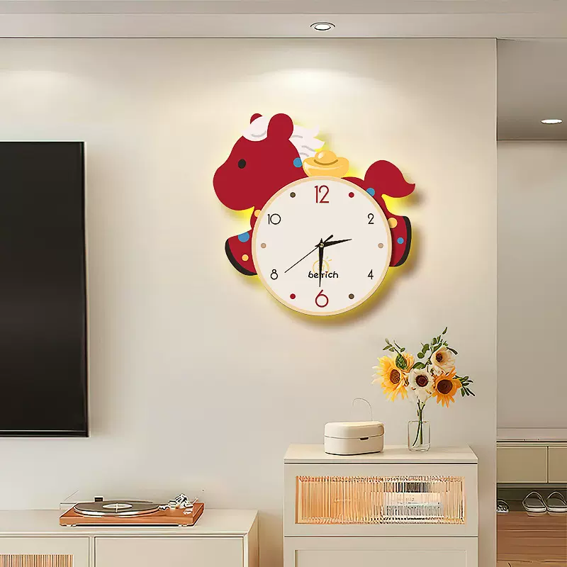 马上有钱创意静音钟表电视背景墙挂钟客厅免打孔时钟挂墙源头工厂