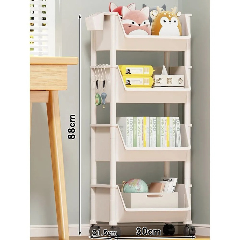 移動式本棚収納ラック子供のおもちゃ収納ラック家庭用小型トロリー絵本多層本棚多機能|undefined