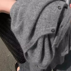 秋冬纯羊毛开衫女短款圆领毛衣外套宽松百搭羊绒针织外搭