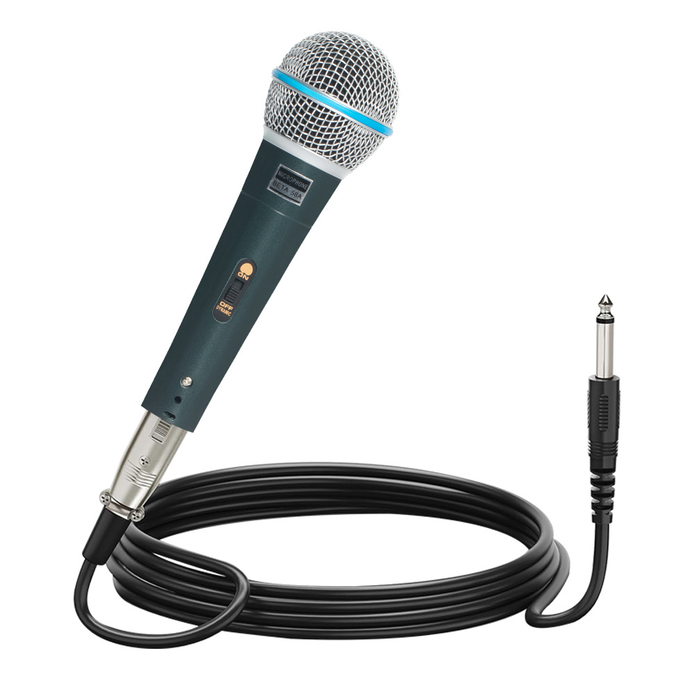 58 Wired Microphone Dynamic Sound Card Live Broadcast Equipment Home Computer Karaoke Stage Audio Amplifier Handheld Microphone