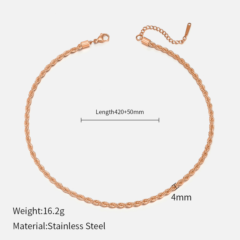 欧米ファッション新製品3mm/4mm麻花鎖ネックレス女性シンプルステンレスネックレス首鎖ジュエリー卸売り|undefined