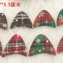 批发儿童圣诞毛绒兔耳朵diy手工发饰配件发绳发箍边夹材料一对价