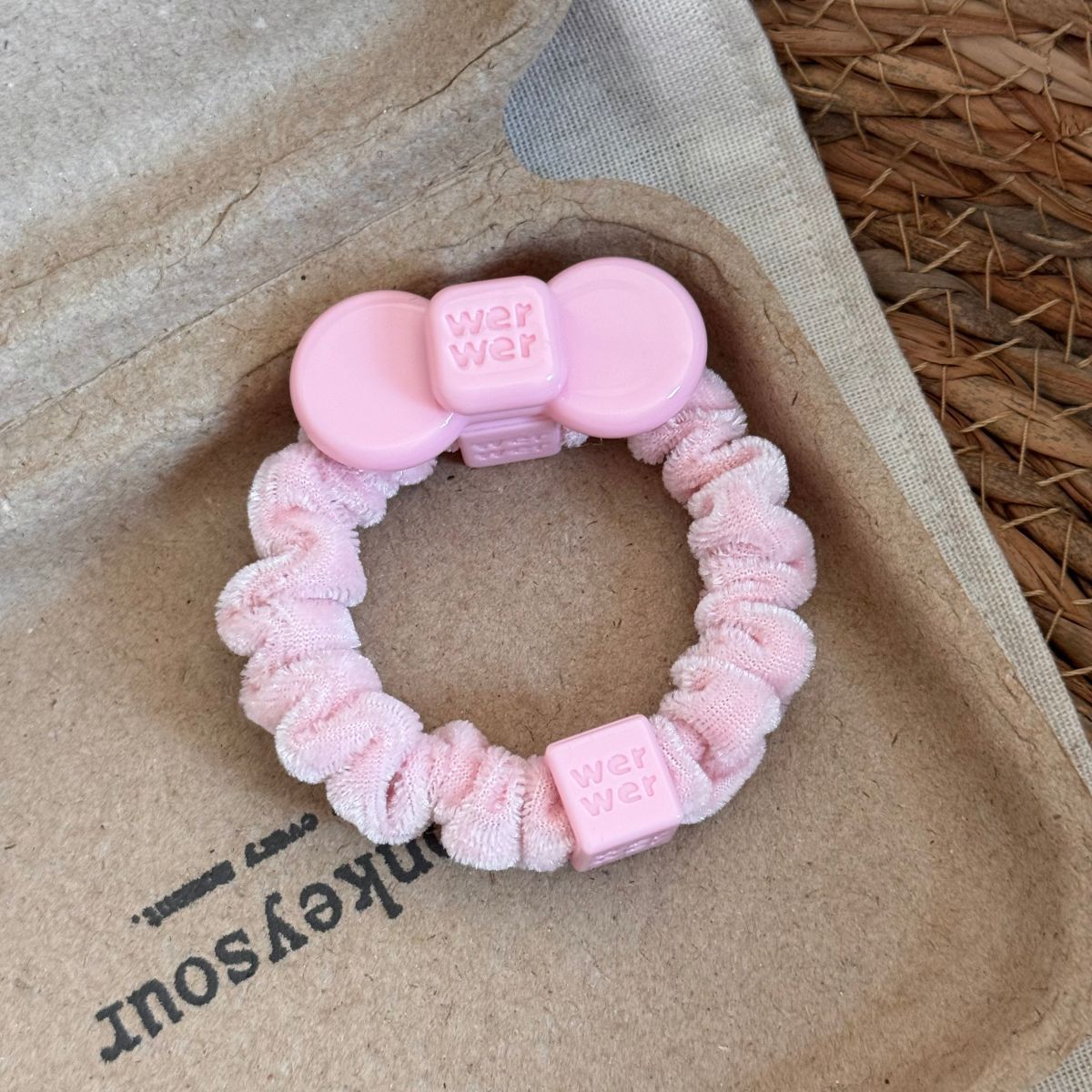 Pink bow hair tie, acetate hair band, stylish and cute hair accessory for girls, Korean-style hair ornament