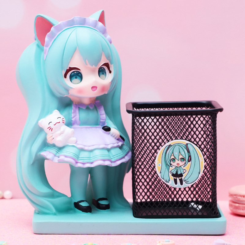 Douyin venta caliente red tela tela portalápices resina creativa decoración de escritorio caja de almacenamiento suministros para estudiantes regalos para niños