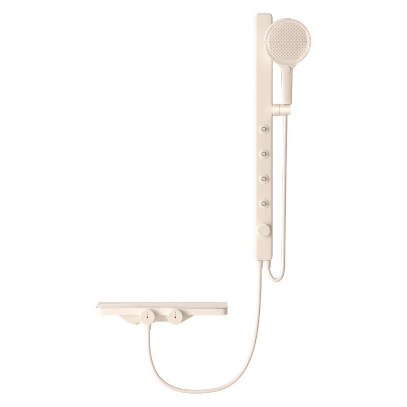 Juego de ducha para el hogar de estilo crema fría y caliente simple dividido uno por uno, simple y pequeño