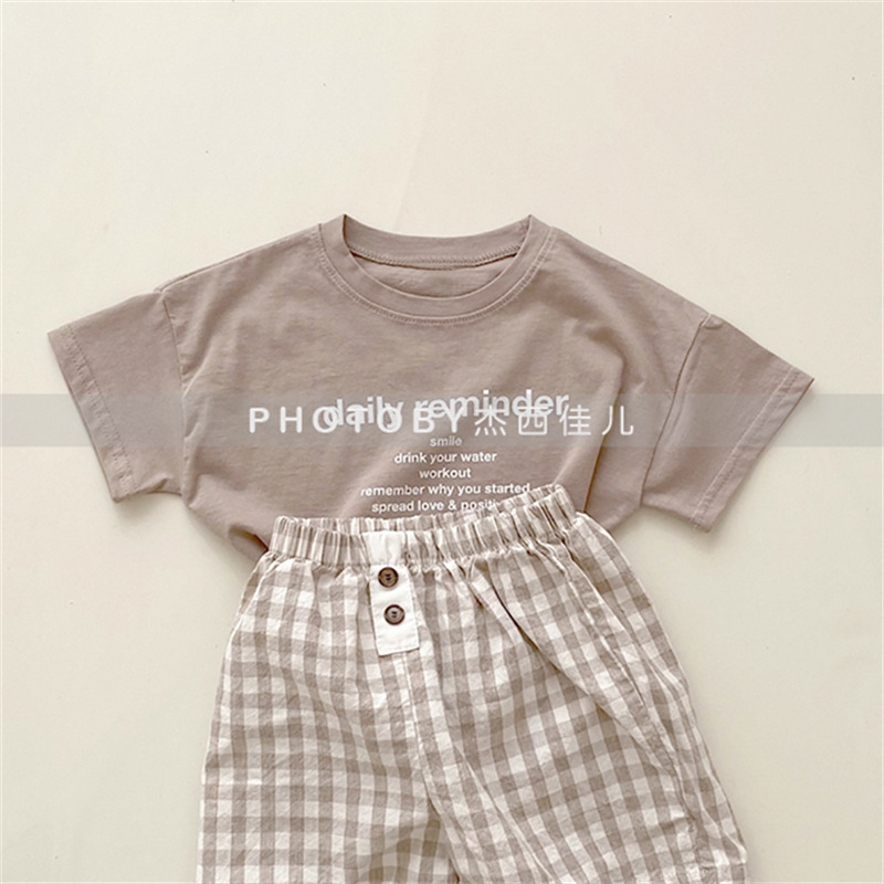 Padre-hijo ins estilo coreano verano nuevo manga corta niños y niñas moda simple carta casual padre-hijo manga corta Camiseta