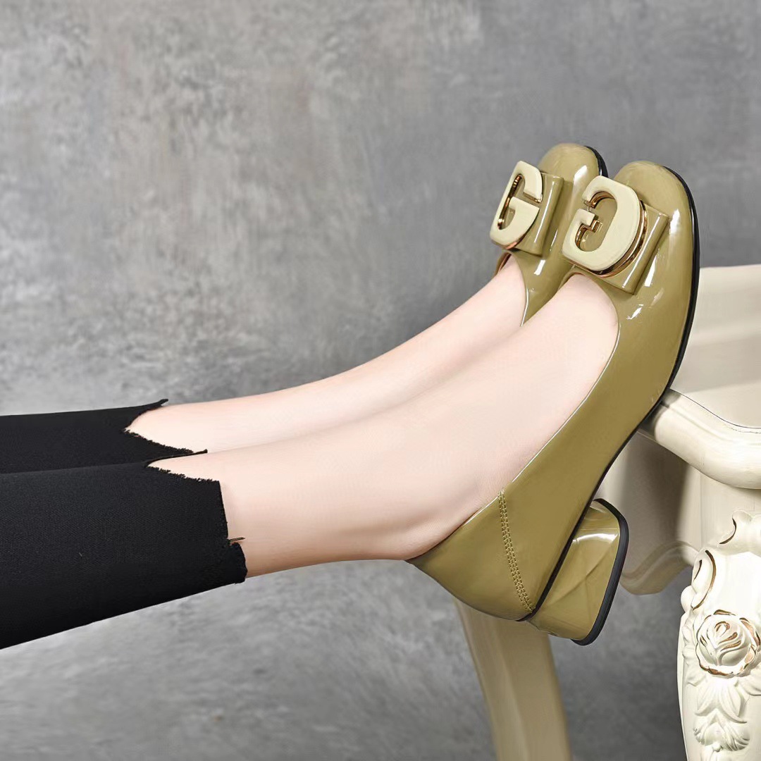 Giày lười nữ da bóng mũi tròn đế thấp dễ mang — đen chi tiết 6