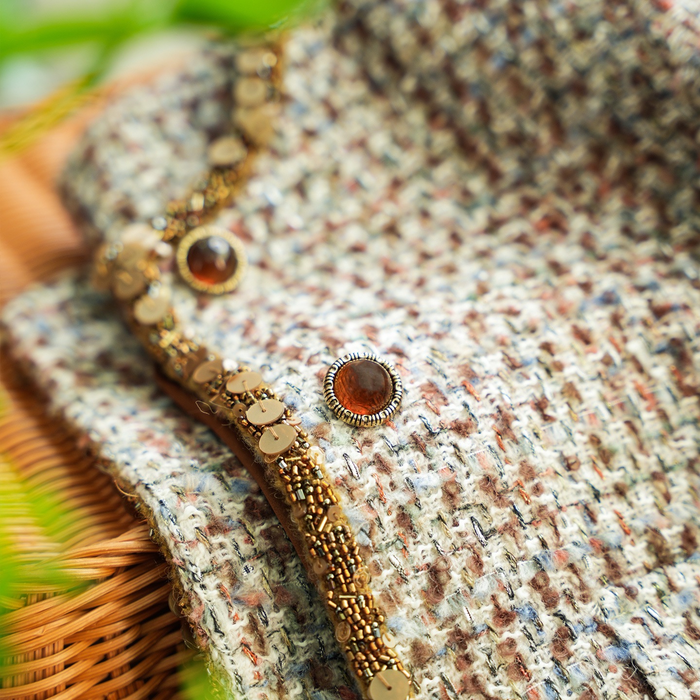 Tweed Retro Socialite Short Jacket Women's Autumn and Winter New 1008