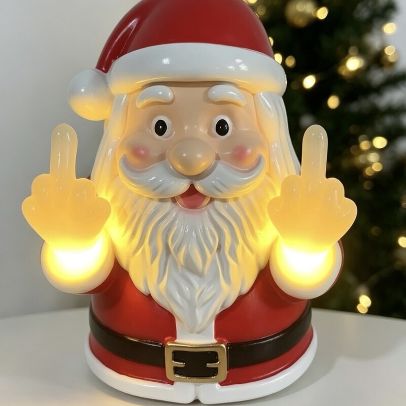 Cross-border Christmas Santa Claus middle finger glowing night light, porch and balcony decorative lights for creating a festive atmosphere