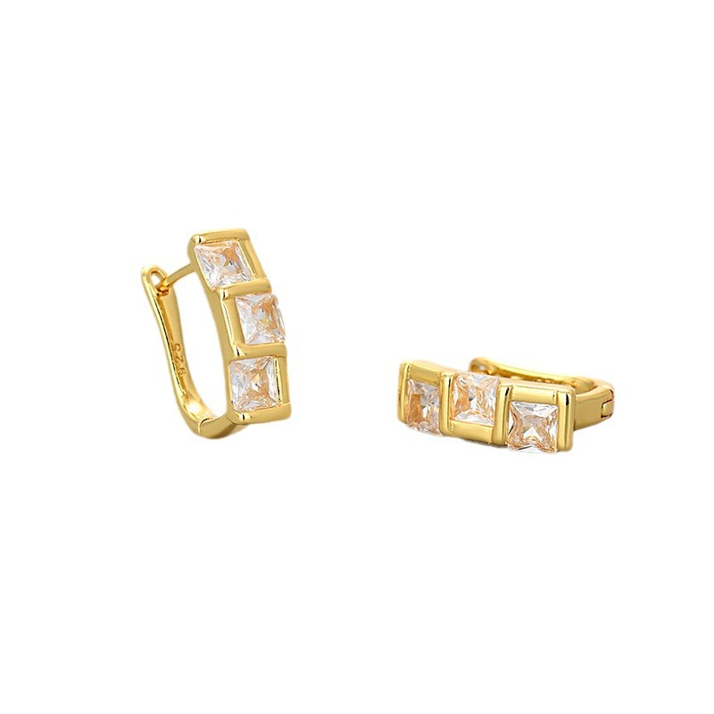 universal geometric square earrings with zircon